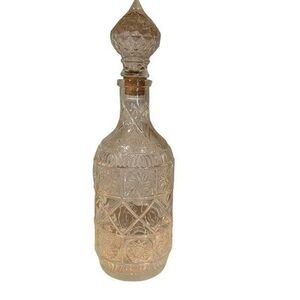 Vintage Glass Liquor Decanter Ornate Home Bar Decor Bottle Home Bar